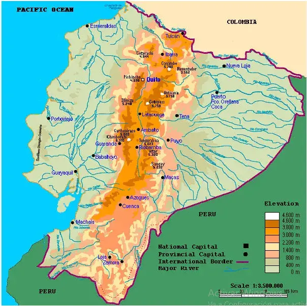 Mapa del Ecuador Hidrográfico