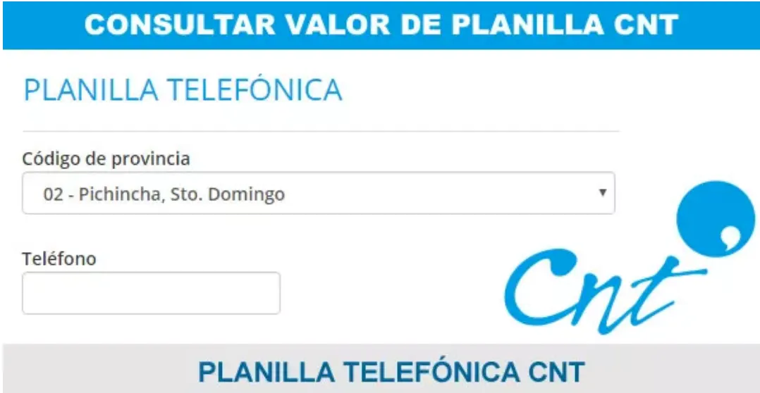 CNT Planilla: Consulta pago Planillas Teléfonicas (por nombre, cédula o RUC)