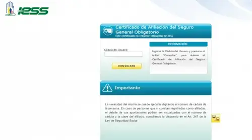 Certificado NO afiliación IESS por Internet