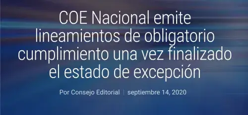 COE Nacional emite lineamientos de obligatorio cumplimiento