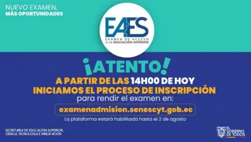 Inscripción Senescyt EAES Examen Acceso Educación