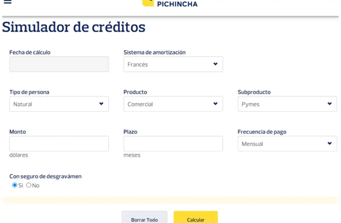 Banco Pichincha Simulador de Préstamos Calcula tu Cuota