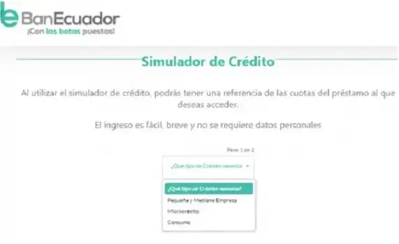 simulador crédito banecuador cuota préstamo