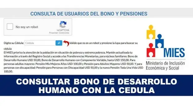 consultar bono desarrollo humano mies ecuador