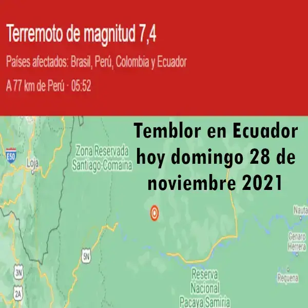 Temblor en Ecuador hoy domingo 28 de noviembre