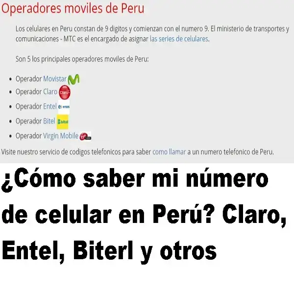 Cómo saber mi número de celular en Perú claro entel biterl