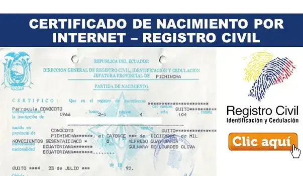certificado nacimiento ecuador registro civil