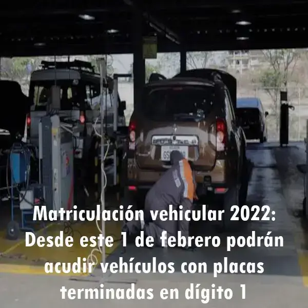 Matriculación vehicular: vehículos con placas terminadas en 1