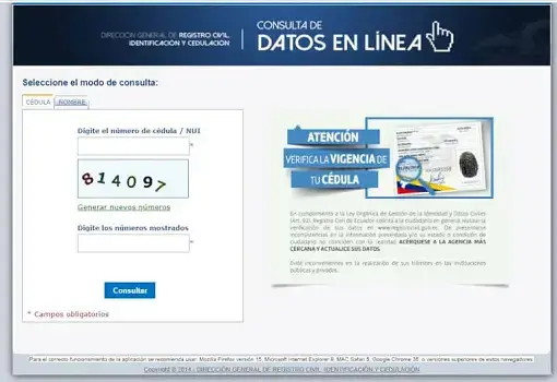 registro civil cedula identidad