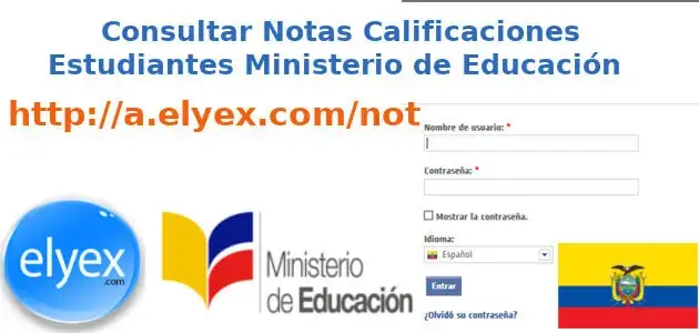 Ministerio de Educación usuario notas calificaciones www.educarecuador.gob.ec Consultar Calificaciones Estudiantes
