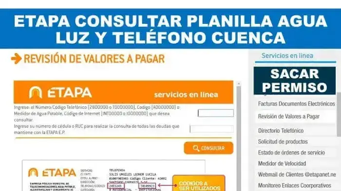Consultar Planilla ETAPA Cuenca (Agua, Teléfono e Internet)