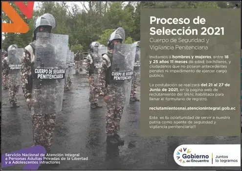 Se abre el reclutamiento para guías de las cárceles en Ecuador