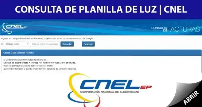 Guía para Consulta Planilla de CNEL por Internet