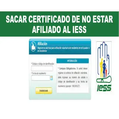 Certificado de NO Afiliacion al IESS (sólo con la cédula)