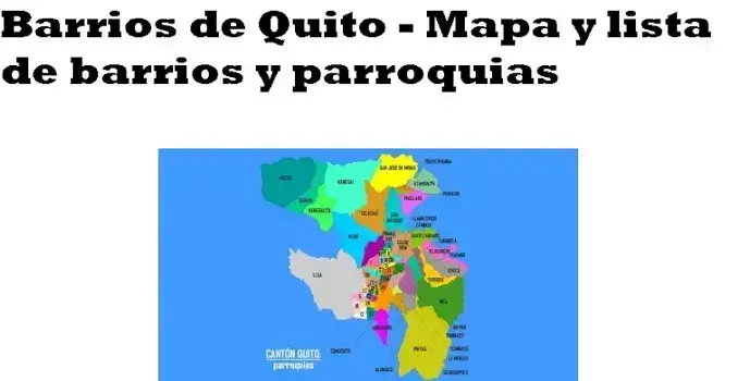 Barrios de Quito Mapa y lista de barrios y parroquias