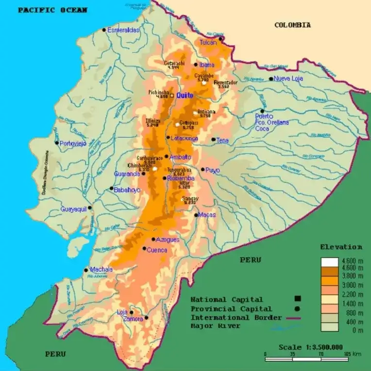 Ecuador Hoyas y Nudos ubicación, nombres y características