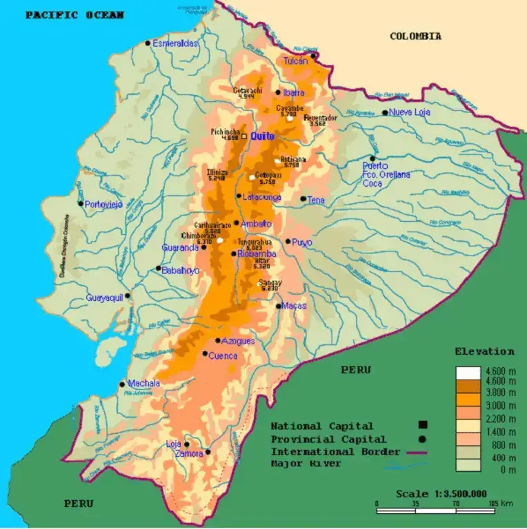 Ecuador Hoyas y Nudos ubicación, nombres y características