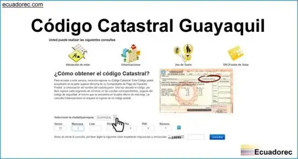Consultar código catastral de un predio en Guayaquil