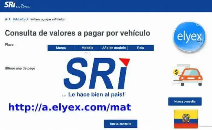 Consulta matricula SRI Vehicular ANT Ecuador