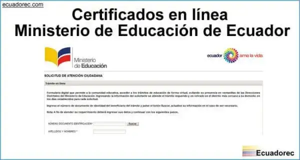 Certificados Ministerio de Educación de Ecuador en línea